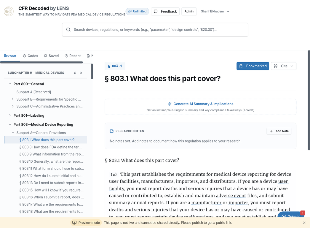 CFR Decoded Platform
